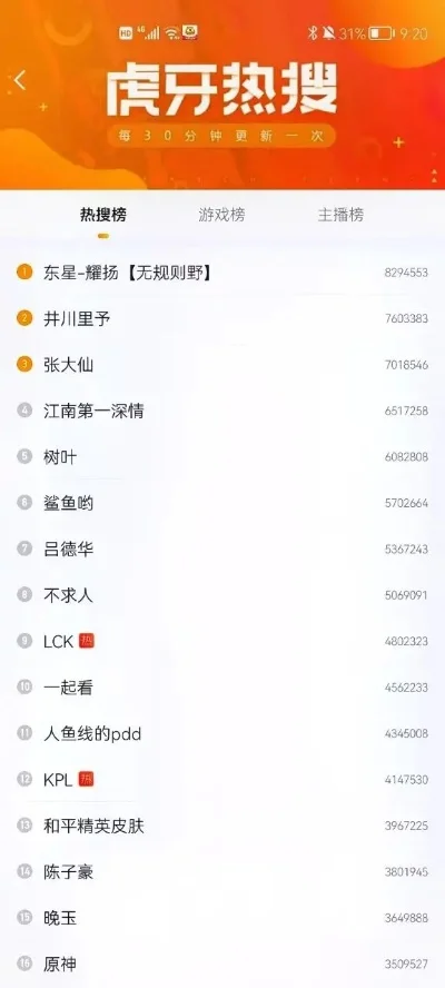 虎牙最火游戏排行榜-虎牙游戏排行榜